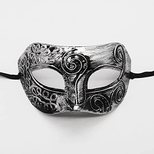 Dusenly Maskerade Maske Herren Venezianische Party Ball Masken Vintage Halloween Kostüm Karneval Maske für Verkleidung Cosplay Proms Karneval Dekorationen (Silber) von Dusenly
