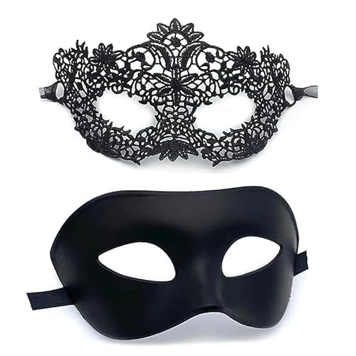Dusenly Maskerade Maske für Paare, Frauen und Männer, 2 Stück, venezianische schwarze Spitze, Karnevalsmasken für Halloween, Karneval, Abend, Abschlussball, Kostüm, Party-Dekorationen Dusenly Maskerade Maske für Paare, Frauen und Männer, 2 Stück, venezianische schwarze Spitze, Karnevalsmasken für Halloween, Karneval, Abend, Abschlussball, Kostüm, Party-Dekorationen von Dusenly