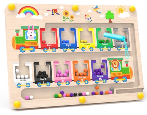 Dusor Montessori Spielzeug ab 2 3 4 5 6 Jahre Mädchen Jungen, Magnetspiel Labyrinth Spiel Kinderspielzeug ab 2 3 Jahre, Motorikspielzeug, Geschenke für Mädchen, Geschenk Mädchen 2 3 Jahre von Dusor