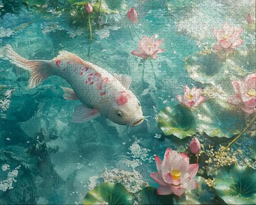 Puzzle 1314 Teile Erwachsene Warmes Zuhause 75x50cm Puzzles für Erwachsene Lernspiel Herausforderungsspielzeug 1314 Teilige Spiel Puzzlematte Fisch, Tier Puzzlematte, Geschenk O-1 von Duuanxin