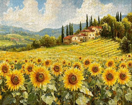 Puzzle 1314 Teile Erwachsene Warmes Zuhause 75x50cm Puzzles für Erwachsene Lernspiel Herausforderungsspielzeug 1314 Teilige Spiel Puzzlematte Gelb, Blume Puzzlematte, Geschenk W-5 von Duuanxin
