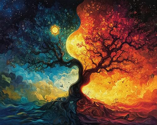 Puzzle 1314 Teile Erwachsene Zuhause 75x50cm Puzzles für Erwachsene Lernspiel Herausforderungsspielzeug 1314 Teilige Puzzlematte Anlage, Baum des Lebens Puzzlematte, Geschenk L-8 von Duuanxin