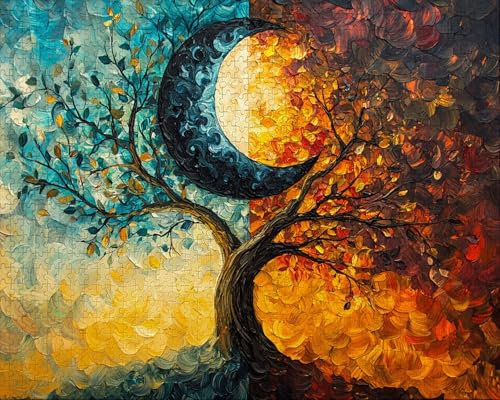 Puzzle 1314 Teile Erwachsene Zuhause 75x50cm Puzzles für Erwachsene Lernspiel Herausforderungsspielzeug 1314 Teilige Puzzlematte Mond, Baum des Lebens Puzzlematte, Geschenk U-2 von Duuanxin