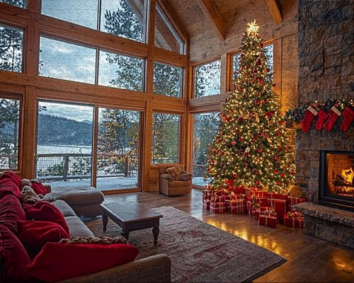 Puzzle 1500 Teile, Puzzle Erwachsene, Weihnachtsbaum Puzzlematte, Indoor-Puzzlematte-Kreativspiel zur Entspannung von Erwachsenen und Erziehung Geschenk, Geschenke auf der Ganzen V-2 von Duuanxin