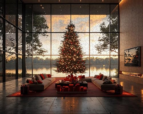 Puzzle 1500 Teile, Puzzle Erwachsene, Weihnachtsbaum Puzzlematte, Indoor-Puzzlematte-Kreativspiel zur Entspannung von Erwachsenen und Erziehung Geschenk, Geschenke auf der Ganzen V-4 von Duuanxin