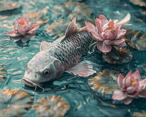 Puzzle 2000 Teile Erwachsene Warmes Zuhause 70.5x99.5cm Puzzles für Erwachsene Lernspiel Herausforderungsspielzeug 2000 Teilige Spiel Puzzlematte Blume, Fisch Puzzlematte, Geschenk E-9 von Duuanxin