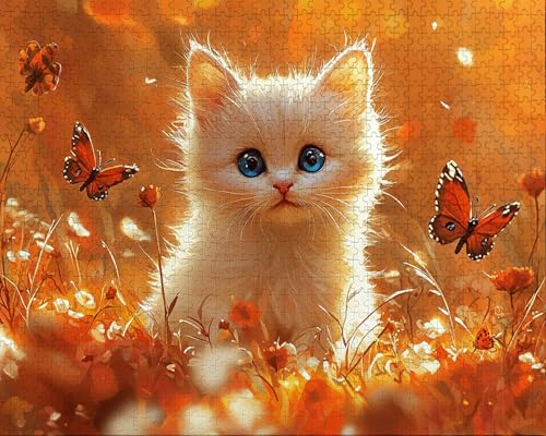 Puzzle 2000 Teile Erwachsene Zuhause 70.5x99.5cm Puzzles für Erwachsene Lernspiel Herausforderungsspielzeug 2000 Teilige Puzzlematte Katze, Schmetterling Puzzlematte, Geschenk L-3 von Duuanxin