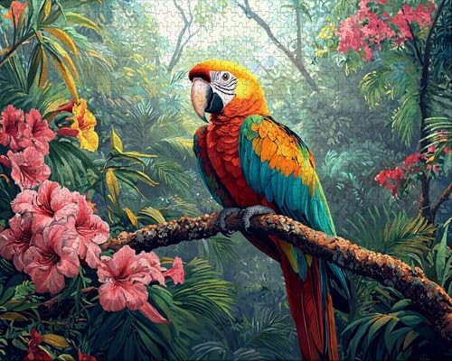 Puzzle 3000 Teile, Puzzle Erwachsene, Rot, Indoor-Kreativspiel zur Entspannung von Erwachsenen und Erziehung Oder Als Geschenk Papagei, Geschenke B-7 von Duuanxin