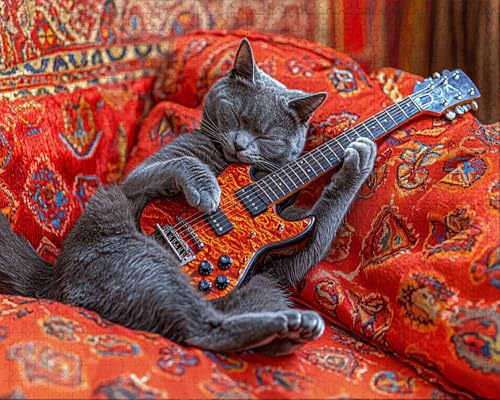 Puzzle 4000 Teile Erwachsene Warmes Zuhause 87.5x141.5cm Puzzles für Erwachsene Lernspiel Herausforderungsspielzeug 4000 Teilige Spiel Puzzlematte Tier, Gitarre Puzzlematte, Gift S-8 von Duuanxin