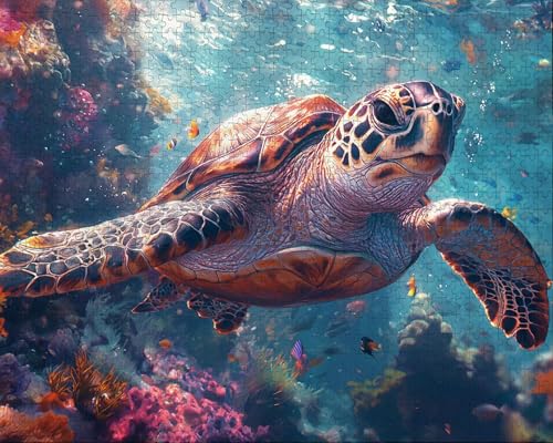 Puzzle 4000 Teile Erwachsene Zuhause 87.5x141.5cm Puzzles für Erwachsene Lernspiel Herausforderungsspielzeug 4000 Teilige Puzzlematte Tier, MeeresschildkröTen Puzzlematte, Gift B-0 von Duuanxin