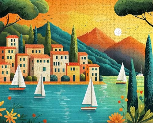 Puzzle 5000 Teile, Puzzle Erwachsene, Boot, Indoor -Puzzlematte-Kreativspiel zur Entspannung von Erwachsenen und Erziehung Oder Als Geschenk GebäUde, Geschenke Q-5 von Duuanxin