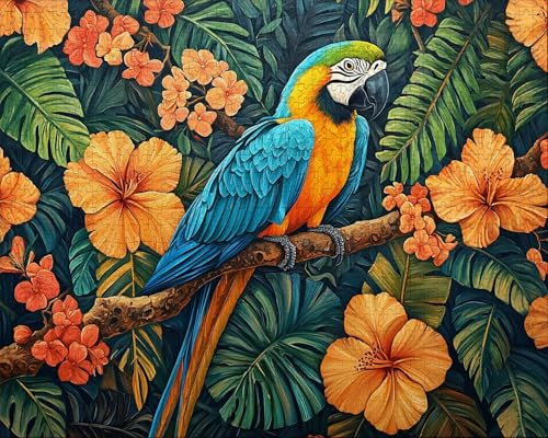 Puzzle 5000 Teile, Puzzle Erwachsene, Papagei, Indoor -Puzzlematte-Kreativspiel zur Entspannung von Erwachsenen und Erziehung Oder Als Geschenk Blume, Geschenke A-3 von Duuanxin