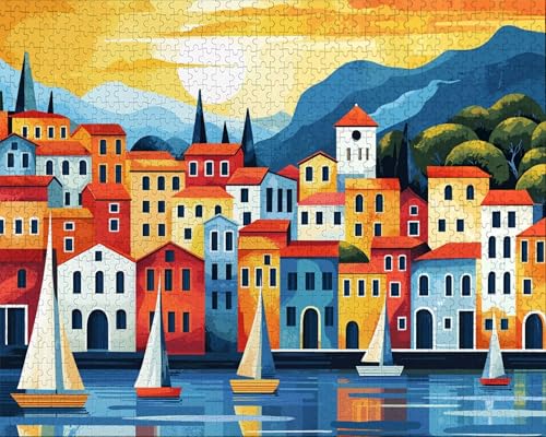 Puzzle 5000 Teile, Puzzle Erwachsene, Sonnenaufgang, Indoor -Puzzlematte-Kreativspiel zur Entspannung von Erwachsenen und Erziehung Oder Als Geschenk GebäUde, Geschenke M-5 von Duuanxin