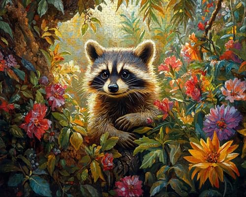 Puzzle 5000 Teile, Puzzle Erwachsene, WaschbäR, Indoor -Puzzlematte-Kreativspiel zur Entspannung von Erwachsenen und Erziehung Oder Als Geschenk Blume, Geschenke O-8 von Duuanxin