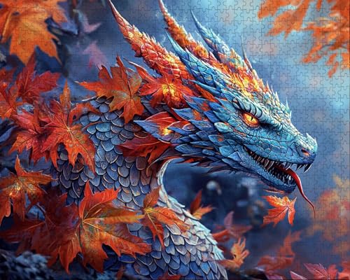 Puzzle 6000 Teile Erwachsene Warmes Zuhause 105.5x179.5cm Puzzlematte für Erwachsene Lernspiel Herausforderungsspielzeug 6000 Teilige Puzzle Eidechse, Ahornblatt Puzzles, Gift P-9 von Duuanxin