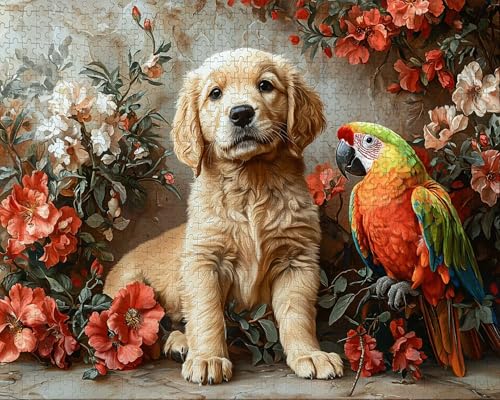 Puzzle 6000 Teile Erwachsene Warmes Zuhause 105.5x179.5cm Puzzles für Erwachsene Lernspiel Herausforderungsspielzeug 6000 Teilige Spiel Puzzlematte Hund, Papagei Puzzlematte, Gift W-7 von Duuanxin