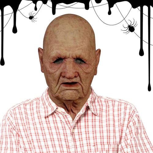 Duvcoywae Halloween-Maske für alte Männer, Halloween-Maske für alte Männer - Horror-Kopfbedeckungsspielzeug | Realistische Kopfbedeckung, Cosplay-Maske, Halloween-Kostüm, Gesichtsbedeckung, von Duvcoywae