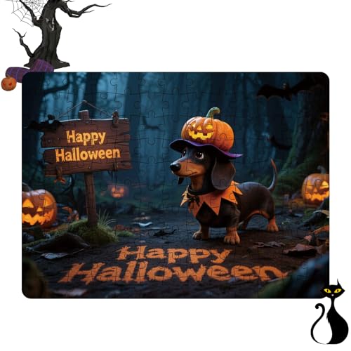 Duvcoywae Halloween Puzzle - 130 Teile Puzzles Für Kinder Mit Kürbissen Und Tieren Motiven | Förderndes Lernspiel Als Urlaubsdeko Und Gesellschaftsspiel Für Familien von Duvcoywae