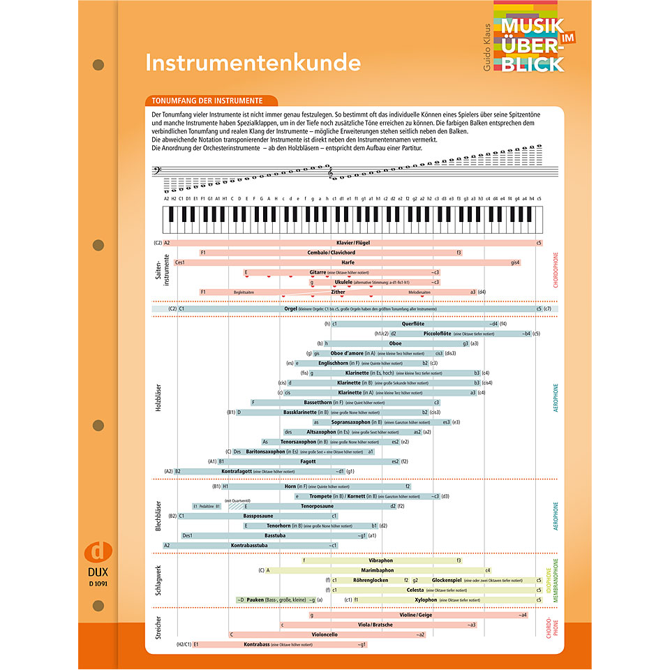 Dux Instrumentenkunde Musik im Überblick Musiktheorie von Dux