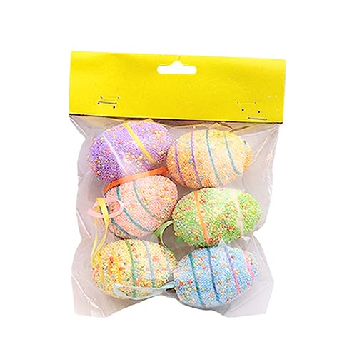 6 Stück Handwerk Ostern Urlaub Haus Ornament Osterkorb Füllung Eier mit Lanyard Ostern Tag Terrasse Landschaft von Duyeuau