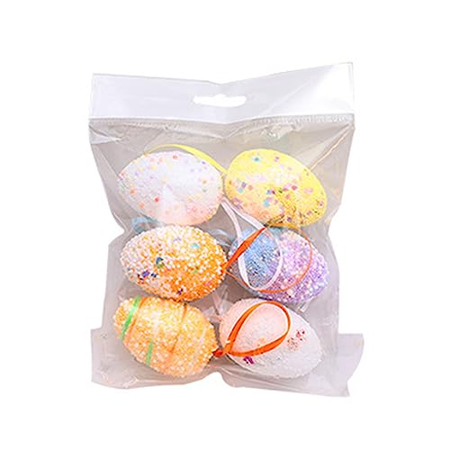 6 Stück Handwerk Ostern Urlaub Haus Ornament Osterkorb Füllung Eier mit Lanyard Ostern Tag Terrasse Landschaft von Duyeuau