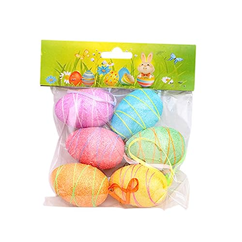 6 Stück Handwerk Ostern Urlaub Haus Ornament Osterkorb Füllung Eier mit Lanyard Ostern Tag Terrasse Landschaft von Duyeuau
