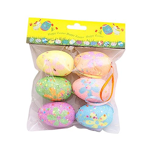 6 Stück Handwerk Ostern Urlaub Haus Ornament Osterkorb Füllung Eier mit Lanyard Ostern Tag Terrasse Landschaft von Duyeuau