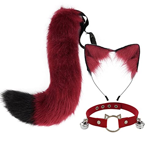 Duyeuau 3-teiliges Ohren-Haarband, Choker-Schwanz, Cosplay-Kostüm, Kunsthaar-Clip, Kopfschmuck, Halloween, Geburtstagsparty, Plüsch-Set Duyeuau 3-teiliges Ohren-Haarband, Choker-Schwanz, Cosplay-Kostüm, Kunsthaar-Clip, Kopfschmuck, Halloween, Geburtstagsparty, Plüsch-Set von Duyeuau
