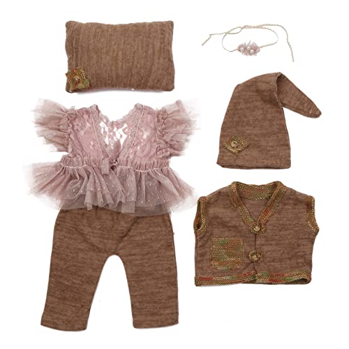 Duyeuau Baby-Foto-Kopfschmuck, Mütze, Spitzen-Outfit, Fotokleidung, Baby-Fotoshooting-Posierkissen, Neugeborenen-Duschkissen, 6 Stück Duyeuau Baby-Foto-Kopfschmuck, Mütze, Spitzen-Outfit, Fotokleidung, Baby-Fotoshooting-Posierkissen, Neugeborenen-Duschkissen, 6 Stück von Duyeuau