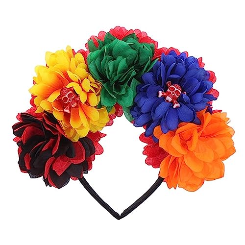 Duyeuau Fee Halloween Schädel Stirnband Handgemachte Blume Haarreifen Kostüm Kopfbedeckung Geburtstag Cosplay Kopfbedeckung Kostüm von Duyeuau