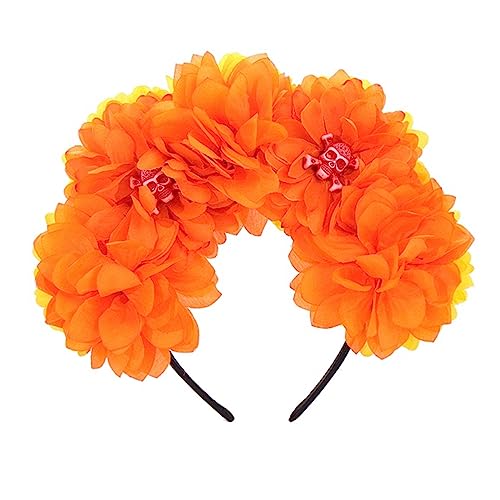 Duyeuau Fee Halloween Schädel Stirnband Handgemachte Blume Haarreifen Kostüm Kopfbedeckung Geburtstag Cosplay Kopfbedeckung Kostüm von Duyeuau