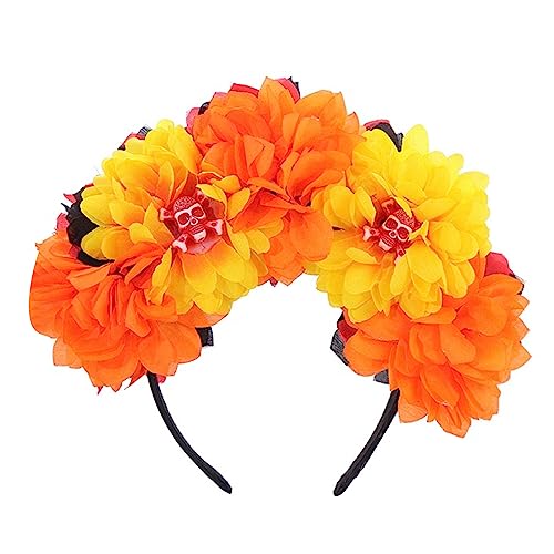 Duyeuau Fee Halloween Schädel Stirnband Handgemachte Blume Haarreifen Kostüm Kopfbedeckung Geburtstag Cosplay Kopfbedeckung Kostüm von Duyeuau