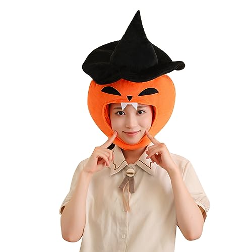 Duyeuau Halloween Kürbis Cosplay Kostüm Hut Hexe Kürbis Plüsch Hut Damen Herren Uni Party Kinder Festival Kopfbedeckung von Duyeuau