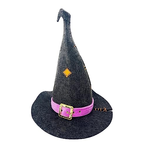 Duyeuau Hexenhut Kostüm für Damen Herren Teenager für Halloween Party Dekorationen mit Patches Zauberer Cosplay von Duyeuau