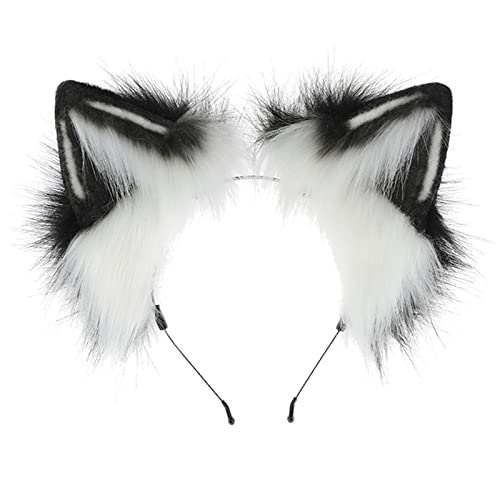 Duyeuau Pelzige Füchse Ohren Katzen Mädchen Cosplay Haarschmuck Plüsch Kätzchen Ohr Kopfbedeckung Lange Tier Rollenspiel von Duyeuau