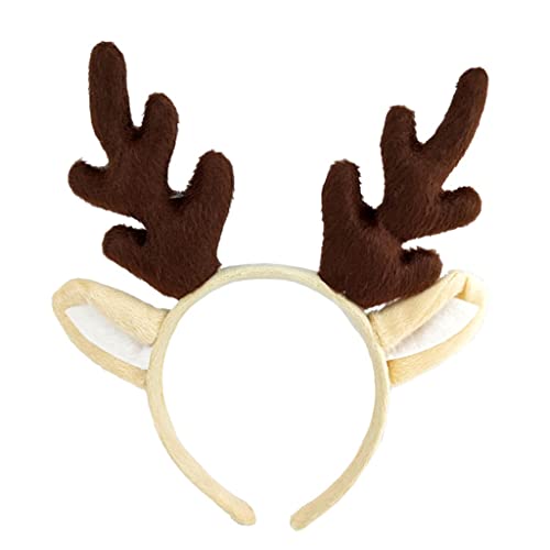 Duyeuau Rentier Haarband Hirsch Horn Stirnband Plüsch Geweih Haarreifen Neuheit Party Kopfschmuck Rehkitz Horn Weihnachten Party Kopfbedeckung von Duyeuau