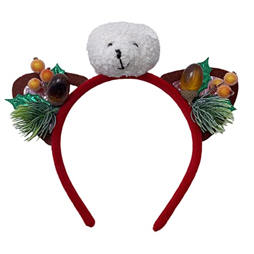 Duyeuau Weihnachts-Haarband, Weihnachtsbär Stirnband, Weihnachts-Haarreif mit Tannennadel, Tannenzapfen, Weihnachtsfeier-Kopfbedeckung von Duyeuau