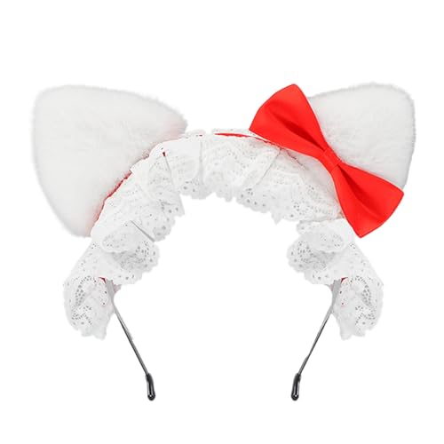 Halloween-Rollenspiel-Kopfschmuck mit Tierohren, mit pelziger Stoff-Spitze, Schleife, für den ganzen Tag, Foto-Requisiten, verstellbare Tierohren, Haarband Halloween-Rollenspiel-Kopfschmuck mit Tierohren, mit pelziger Stoff-Spitze, Schleife, für den ganzen Tag, Foto-Requisiten, verstellbare Tierohren, Haarband von Duyeuau