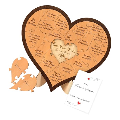 Handcrafte Holzpuzzle, Herz-Puzzle-Display, Schreibtischdekoration für Paare, die an ihren ersten/dritten Jahrestag erinnern von Duyeuau