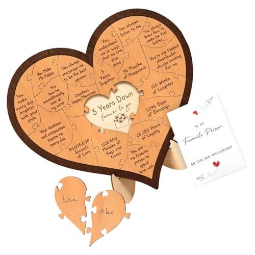 Handcrafte Holzpuzzle, Herz-Puzzle-Display, Schreibtischdekoration für Paare, die an ihren ersten/dritten Jahrestag erinnern Handcrafte Holzpuzzle, Herz-Puzzle-Display, Schreibtischdekoration für Paare, die an ihren ersten/dritten Jahrestag erinnern von Duyeuau