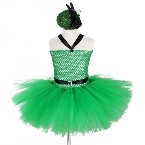 Patricks Day Kostüm-Set, grünes Tutu-Kleid mit Rosenhut und Haarspange, Partyzubehör Patricks Day Kostüm-Set, grünes Tutu-Kleid mit Rosenhut und Haarspange, Partyzubehör von Duyeuau