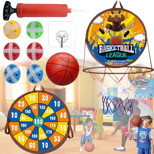Duyteop Doppelseitiger Mini-Basketballkorb, Dartscheibe Kinder Dart, Darts-Set Für Kinder, Indoor/Outdoor Sport Fun Party Game, Mit 1 Mini-Basketballball, 1 Pumpe, 6 Klebebällen, 1 Haken Duyteop Doppelseitiger Mini-Basketballkorb, Dartscheibe Kinder Dart, Darts-Set Für Kinder, Indoor/Outdoor Sport Fun Party Game, Mit 1 Mini-Basketballball, 1 Pumpe, 6 Klebebällen, 1 Haken von Duyteop