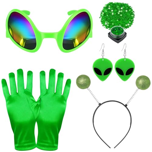 5 Stück Alien Kostüm, Alien Kostüm damen für Halloween Zubehör, Alien Bühnenshow und Partys, Halloween Kleid Damen für Cosplay und Karneval von DvBCNMe