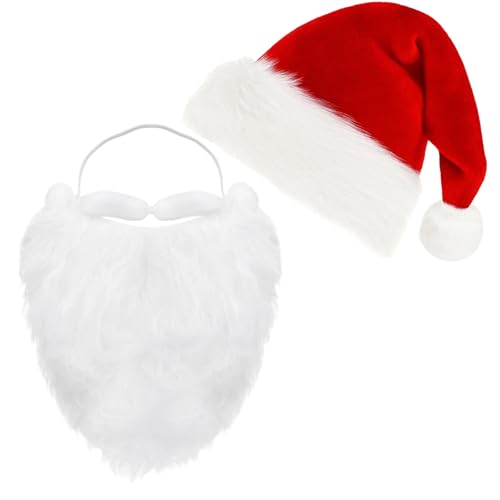 DvBCNMe 2 Stück Weihnachtsmann KostüM, WeihnachtsmüTze, Weihnachtsmann, Weihnachtsmann KostüM Accessoires NikolausmüTze Mit Bart, Kleidung Mit Festlicher AtmosphäRe, Klassische FestkostüMe DvBCNMe 2 Stück Weihnachtsmann KostüM, WeihnachtsmüTze, Weihnachtsmann, Weihnachtsmann KostüM Accessoires NikolausmüTze Mit Bart, Kleidung Mit Festlicher AtmosphäRe, Klassische FestkostüMe von DvBCNMe