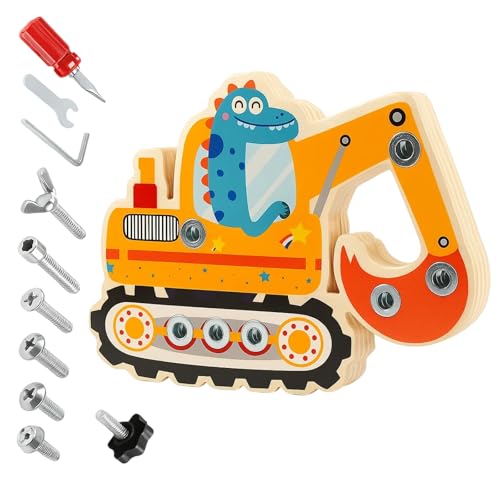 DvBCNMe Montessori Spielzeug 2 ab Jahre, Montessori Schraubbrett, Busy Board Holz Kinder Spielzeug ab 3 4 5 Jahre, Bagger Motorikspielzeug DvBCNMe Montessori Spielzeug 2 ab Jahre, Montessori Schraubbrett, Busy Board Holz Kinder Spielzeug ab 3 4 5 Jahre, Bagger Motorikspielzeug von DvBCNMe