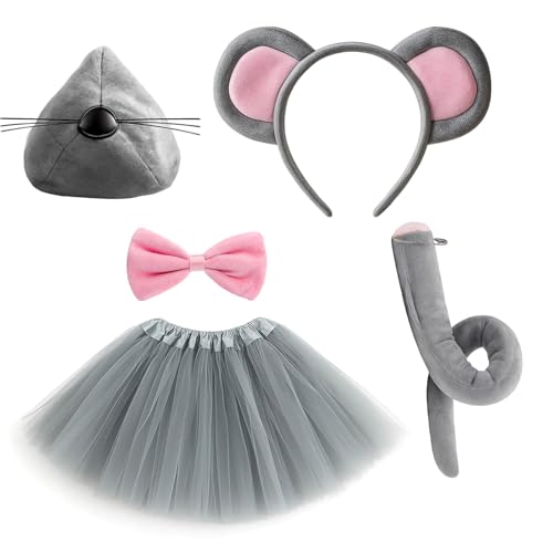 Maus Kostüm Set, 5-teiliges Tierkostüm für Kinder und Erwachsene, Verkleidung für Halloween, Karneval und Schulaufführungen, Mickey Mouse Inspiriertes Design mit Ohren und Schwanz Maus Kostüm Set, 5-teiliges Tierkostüm für Kinder und Erwachsene, Verkleidung für Halloween, Karneval und Schulaufführungen, Mickey Mouse Inspiriertes Design mit Ohren und Schwanz von DvBCNMe