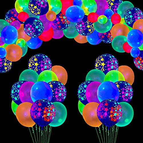 100 Stück Partyzubehör Glow Party Neon Party Supplies Set Neon Glow Balloons Glow in the Dark, Geburtstag Party Ballon, Neon Balloons Dekoration, Star Glow Balloons Color Glow Balloons (bunt + Stern) 100 Stück Partyzubehör Glow Party Neon Party Supplies Set Neon Glow Balloons Glow in the Dark, Geburtstag Party Ballon, Neon Balloons Dekoration, Star Glow Balloons Color Glow Balloons (bunt + Stern) von Dvaorc