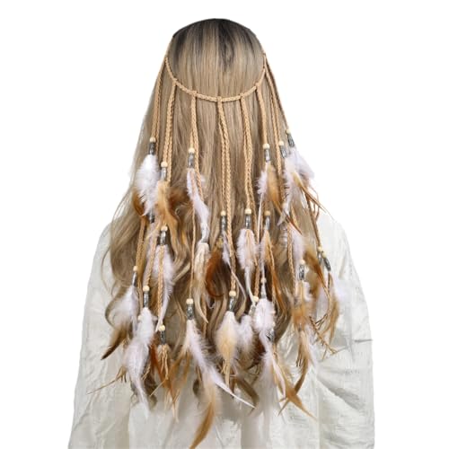 Damen Bohemian Feder Stirnband Mädchen anpassen Haarbänder Frauen Reise Urlaub Haarschmuck von Dvbfufv