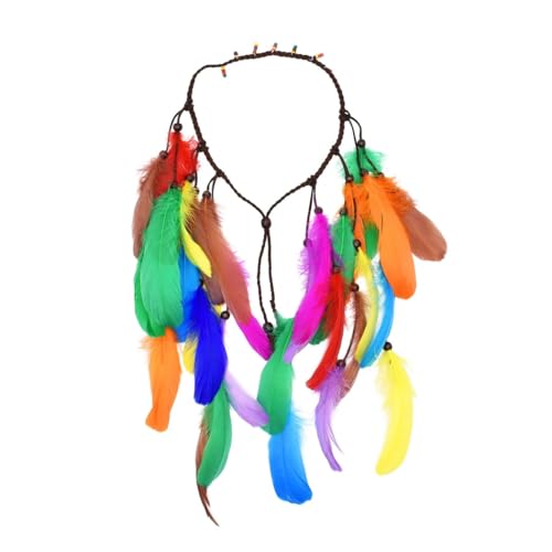 Damen Indianer Tribal Ethnische Feder Stirnband Haarseile Bohemian Hippie Haarschmuck von Dvbfufv