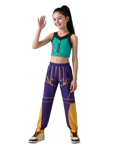 Dvoeytria K-pop Demon Hunter Kostüm Cosplay Zoey Kpop Demon Hunters Kostüm Kinder Demon Slayer Cosplay Halloween Karneval Party von Dvoeytria